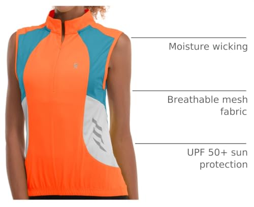 Image of Little Donkey Andy Women's Half Zip Breathable Cycling Vests Reflective Sleeveless Jerseys Shirts Golf 4 Rear Pockets