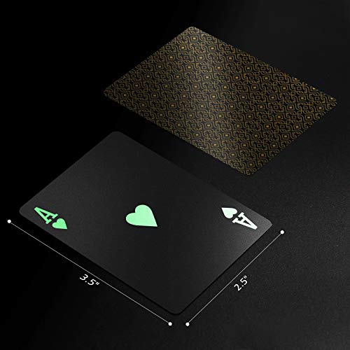 Naipes de poker plásticos impermeables negro premium miniatura 4