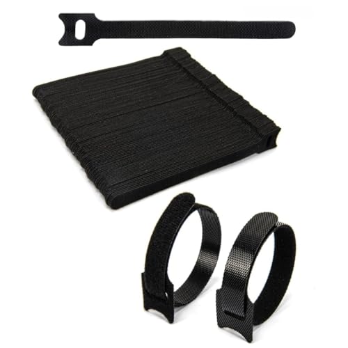 6-Inch 110 Pcs Reusable Cable Ties,Premium Quality Cable Management Straps，Adjustable Hook and Loop Straps Cable Management Cord Organizer for Home Office（15 x 1.2 CM Black）