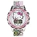 Sanrio Hello Kitty Kids LCD Watch – Pink Cityscape Strap, Metallic Case, Iridescent Bezel, Digital Display, Adorable Printed Dial, Adjustable Fit, Perfect for Girls – Fits Wrists 5.5” to 8