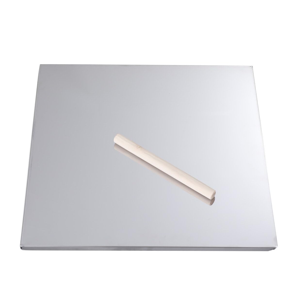 ECUTEE Stainless Steel Kitchen Chopping Board Worktop Protector Saver Cutting Board 50x50cm Pastry Board Chopping Board with Rolling Pin, Kitchen Cutting Mat for Kneading Pastry Meat Vegetables Bread