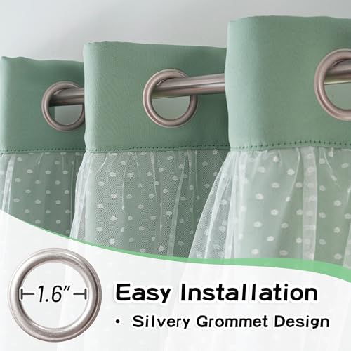Image of MYSKY HOME Green Blackout Curtains for Kids Bedroom 95 Inches Long,2 Panels