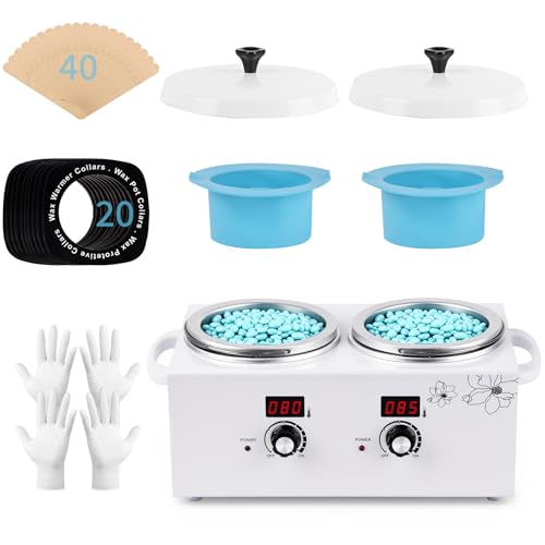 Doppel Wachswärmer mit temperaturanzeige, iklestar Professionelles digitale Wax Maschine zur Haarentfernung für Frauen, Wachs Haarentfernung Kit mit Sticks und Silikonschalen