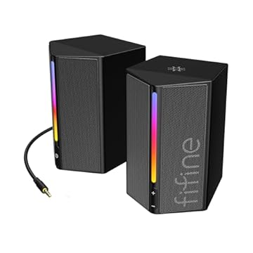FIFINE Alto-falantes para computador, alto-falantes RGB para PC desktop, para jogos alimentados por USB com conector de 3,5 mm para laptop, monitor, telefone, tablet - A20