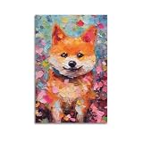 GTTHOK Impression sur toile décorative style Shiba Inu 30 x 45 cm