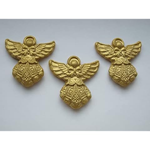 6x Angel Figurines Fondant Edible Baby Christening DIY Baptism Baby Shower Cake Decoration Cupcake (Gold) Cover