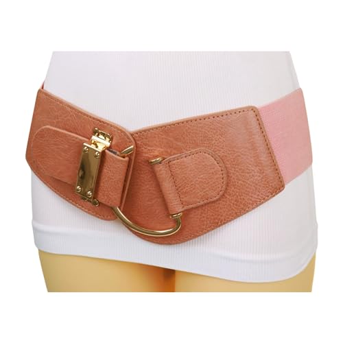 Women Street Wear Fashion Belt Gold Metal Hook Buckle Plus Size L XL Blush Light Pink4