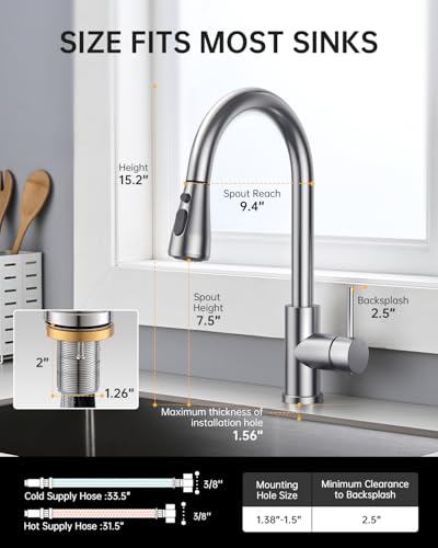 Touchless Kitchen Sink Faucet with Pull Down Sprayer, Stainless Steel Smart Motion Sensor Faucet for Pot Filler, Farmhouse Camper Bar Sink Laundry Room, Brushed Nickel