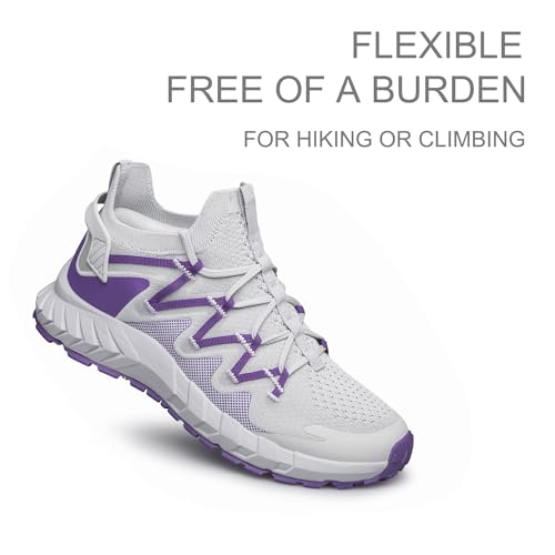 Tianyuqi Women'S Walking Shoes Hands Free Slip On Sneaker Strap Running Tennis Shoes For Flat Feet Plantar Fasciitis Workout Shoes Grey Purple Size 7 thumb #2