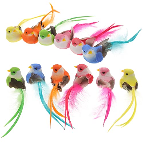 Cabilock 12 Uds Pájaro Artificial Gaviota Pájaro Pollo Comedero para Pájaros Gazebo Juguete Alimentador De Ave Salvaje Jaula Nido De Pájaro Loro Pajarito Pajarito De Espuma