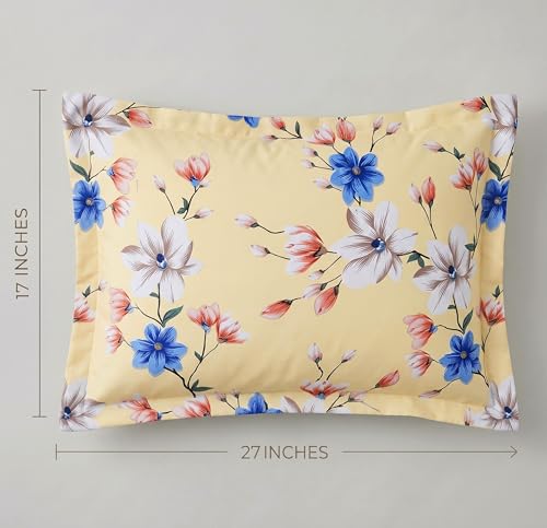 Image of VAS COLLECTIONS Cotton Pillow Cover Set of 2 (17x27 Inches) | Ultra Soft Breathable Pillow Cases for Bed | Skin Friendly, Fade Resistant & Comfortable Pillow Covers for Bedroom Decor (Blue & Beige)