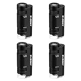 Svbony SV603 Microscopio De Bolsillo con Luz, Piezas De 4 Microscopios De Mano, Microscopio De Bolsillo Portátil con Luz 60x-120x para Microobservación Científica Al Aire Libre (Negro)