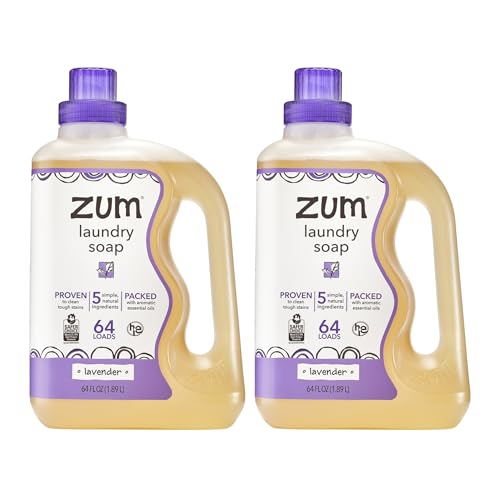 Indigo Wild Zum Clean Laundry Soap - Plant-Based Liquid Laundry Soap - Contains Baking Soda, Essential Oils & Saponified Coconut Oil - Lavender Scent - 64 fl oz (2 Pack)