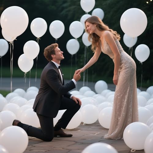 Image of White Balloon 110pcs, 12 Inch Thickened Round Helium Balloons for New Years Christmas Birthday Engagement Bridal Shower Party Backdrop Decorations
