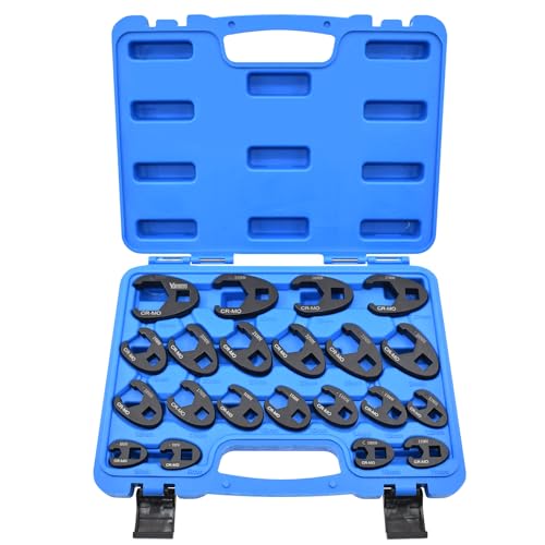 21Pcs Crows Foot Wrench Set 1/2 and 3/8 Drive Flare Nut Crowfoot Set