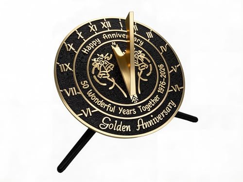 Morgtta Brass Sundial with Pedestal for 50th Golden Wedding Anniversary
