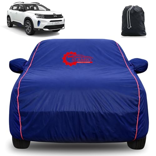 Image of 100% Waterproof Car Cover for Citroen C5 Aircross | All-Weather, Dustproof & UV Protection | Heavy-Duty 3-Layer Fabric | Custom Fit with Mirror & Antenna Pocket | Navy Blue