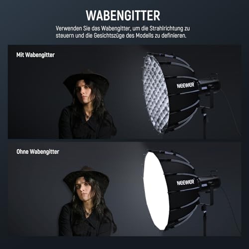 NEEWER Parabol Softbox Set, 23,6" Softbox mit Bowens Mount und Licht Diffusoren für Studio, Video, Streaming Beleuchtung… – Ansicht 4