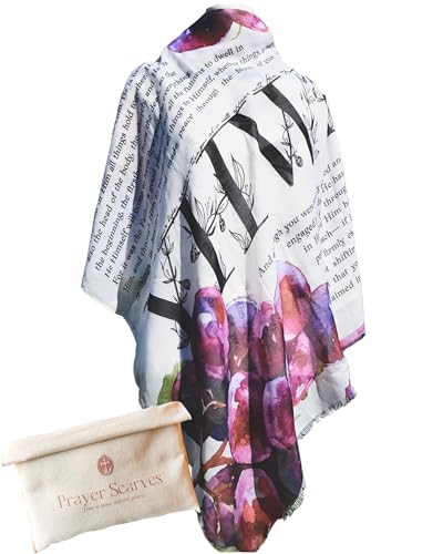 Firstfruits Prayer Shawl - 35x70 Scarf for Women with Scriptures and Grape Symbols Made