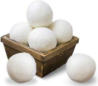 SnugPad Wool Dryer Balls XL Size 6 Pack, Natural Fabric Softener 100% Organic Premium New Zealand Wool, No Fillers, Anti Static, Lint Free, Odorless, Chemical Free and Reduces Wrinkles, 1000+ Loads, Baby Safe, Saving Energy & Time, White 6 Count