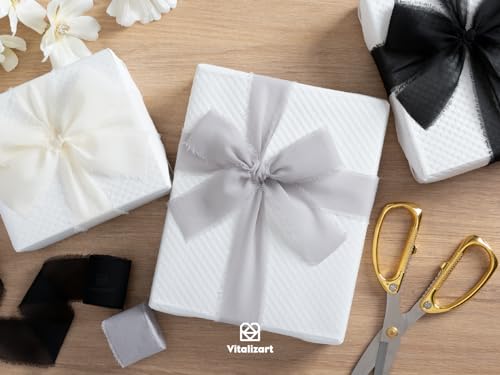 Vitalizart Black Chiffon Ribbon 1.5'' x 21 Yd, Chiffon Silky Ribbons 3 Rolls 1.5'' x 7 Yd - Image 4