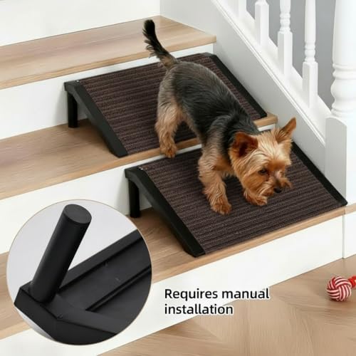 Dog Ramp for Stairs – Non-Slip Pet Steps with Locked-in Carpet & Iron Frame, Helps Senior Dogs & Small Breeds Climb Safely (Coffee-2 Pack) by ZJDJEZJD - Used condition - Image 5