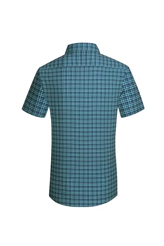 Mens Casual Button Down Shirts Wrinkle Free 4-Way Stretch Dress Shirs Short Sleeve Plaid Summer Shirts for Men2