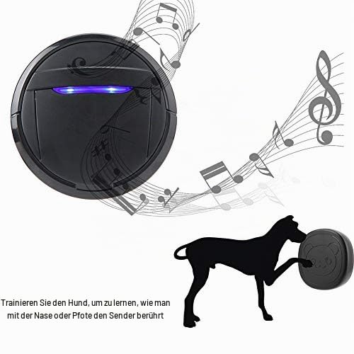 Hundetürklingel, Funk IP55 Wasserdichte Hundeklingel mit Touch Taste für das Hundetraining, Multifunktional Trainingsglocke Türklingel/SOS Anrufer enthalten 2 Sender 1 Empfänger(EU)