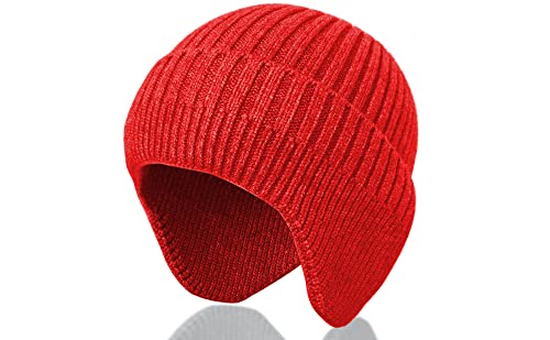 FRSOHEWIN Beanie Gorros de Punto Gorros Slouch Suave Elástico Cráneo Invierno Sombreros para Hombre Mujer Unisex Adulto Deportivo Ski Rojo Cover