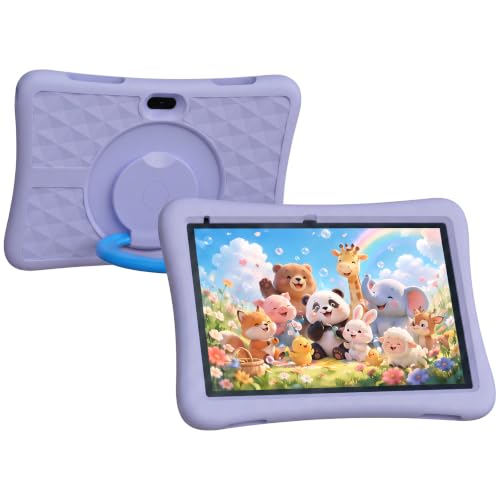 Image of ZZB 10 Inch Android 15 Tablet for Kids with Case, 8GB (3+5 Extended) RAM + 32GB Storage (Supports 1TB Micro SD), 6000mAh Long Battery, Dual Cameras, Android Tablets Tablets for Kids Purple