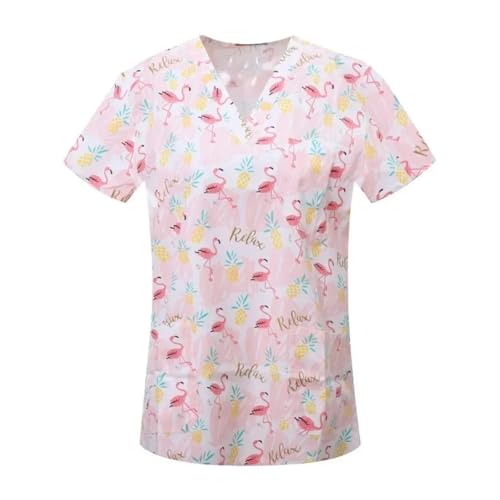 XUMKFJRE Ropa de enfermería for Mujer, Estampados, Accesorios, Uniformes médicos, Hospital, Enfermeras, Salones Belleza, for para Enfermeras y Personal de enfermería(S3DHS0120,L)
