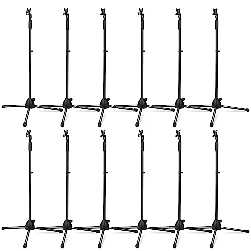 Hoteam 12 Pieces Adjustable Height Microphone Tripod Stand Adjustable Microphone Stand Adjustable Karaoke Mic Holder Speech Universal Floor Standing For Singing Live Stream Stage, Total Height 60 #TOP9