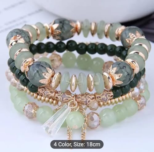 Image of ROYAL NEEDS Fashionable Beaded Multilayer Bracelets for girls and women's. Multicolor flexible crystal Bohemian Stackable Bracelets for women's