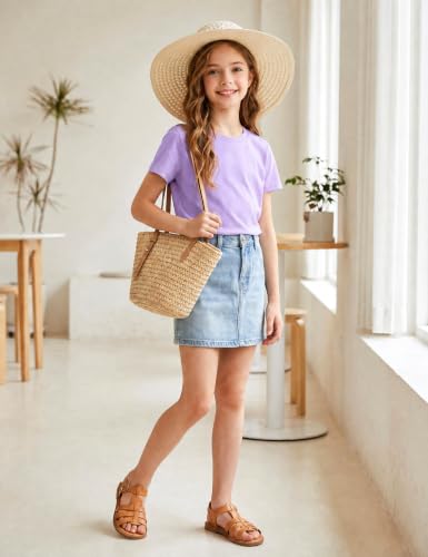 Image of Girls Cotton Long /Short Sleeve T Shirts Casual Classic Top 3-14Y