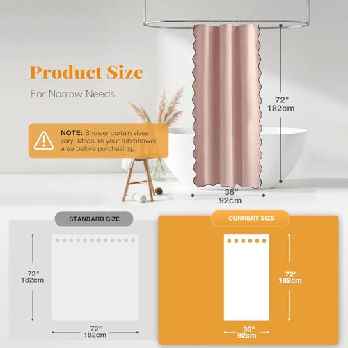 BTTN Stall Boho Scalloped Linen Textured Shower Curtain, 36x72, Blush Pink by BTTN - Used condition - Image 3