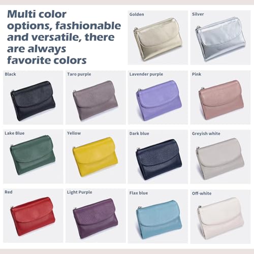 Unisex Pebble Leather Wallet, Multicolor Genuine Leather Short Wallets for Women & Men, Small Full Grain Coin Purse with Credit Card Holder for Coins and Cards (#1)2