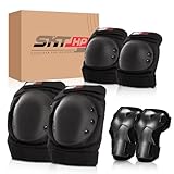 SKT HP Skateboard Protective Gear Adult Knee Pads for Women Men Youth Wrist Guards for Roller Skating Skate Pads Guards Black