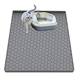 JSXZWOO Cat Litter Mat, Silicone Large Cat Mat for Litter Box - 34x22 in, Waterproof & Non-Slip, Durable & Easy Clean, Grey