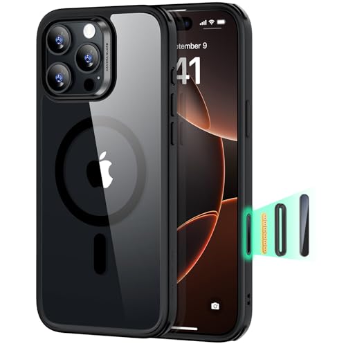 Image of ESR for iPhone 16 Pro Case, Camera Control Cover, Compatible with MagSafe, Shockproof Military-Grade Protection, Magnetic Phone Case for iPhone 16 Pro, Classic Hybrid Case, Clear Black
