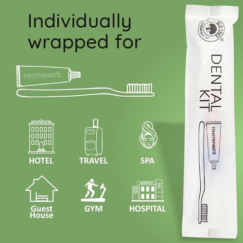 Image of Old Tree Dental Kit for Hotel (Pack of 100) - 1 Toothpaste and 1 Toothbrush Set - Hotel Amenities and Accessories