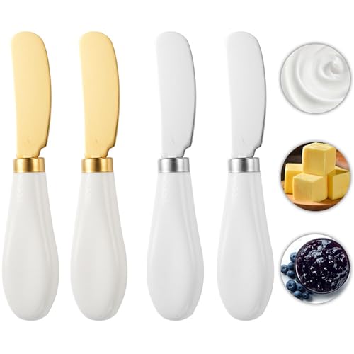 4 Piezas Cuchillo para Desayuno, Cuchillo para Mantequilla, Cuchillos de Mantequilla Multiusos de Acero Inoxidable, Cuchillos Esparcidores de Mantequilla, para Mantequilla, Mermelada, Nata, Queso