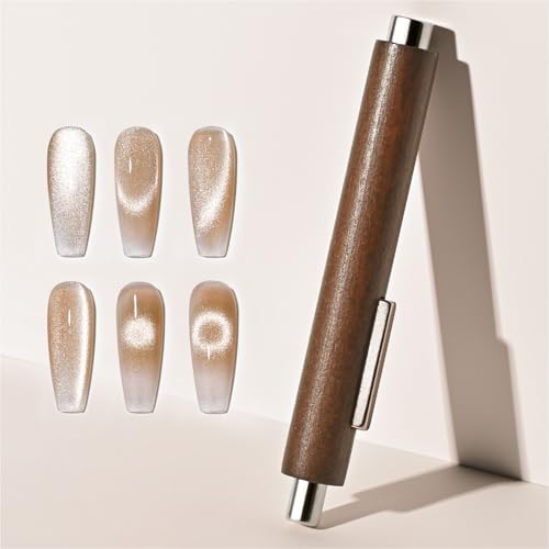 GAOY 3-in-1 Cat Eye Magnet for Nails Cigar Shape Nail Magnet Multi-Function Nail Magnets for Nail Art DIY at Home Brown