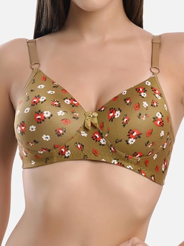 Image of FIMS - Fashion is my style Women Cotton Blend Floral Lightly Padded Bra Non-Wired Full Coverage Multicolor Cup- B
