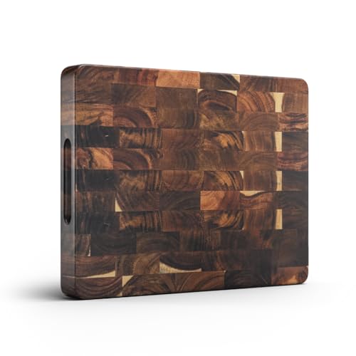 Tabla de Cortar Extra Grande de Madera de Acacia Yatoshi Knives con Asas Integradas – Tablero de Carnicero de Grano Final A Rayas, Tabla Reversible para Carne, Pan y Verduras – Tabla Profesional Pesada y Premium miniatura 1