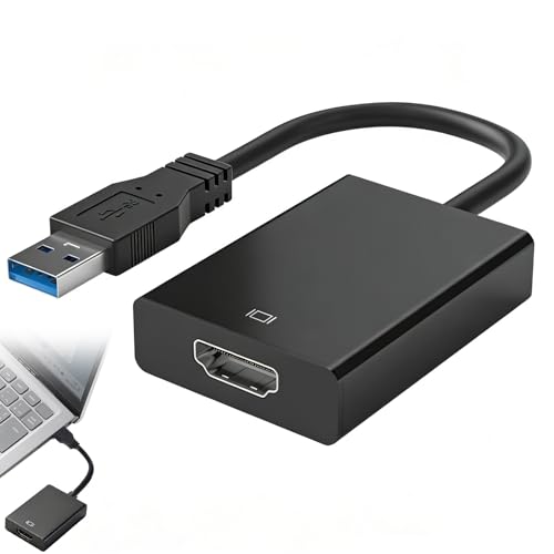 DUSEKI Adaptador USB 3.0 a HDMI 1080p Macho a Hembra Convertidor Cable Gráfico de Vídeo Audio Multi Moniteur Convertidor para PC Portátil Monitor HDTV Proyector Plug and Play Sin Controlador