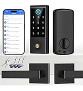 BEBASIA APP Control Fingerprint Lock with Handle, Heavy Duty Smart Keyless Entry Front Door Lock ...