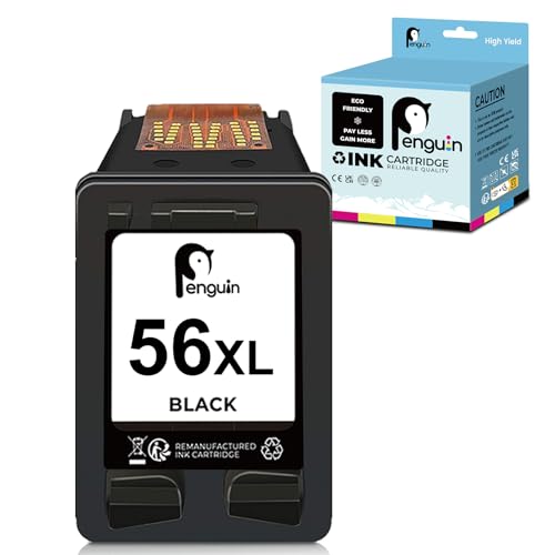 Penguin 56 XL Remanufacturado Cartuchos de Tinta Reemplazo para HP 56 (1 Negro) Compatible con 1210 1215 1216 1315 1350 2105 2110 2175 2210 4212 4255 5150 5550 7260 7350 7450 7660