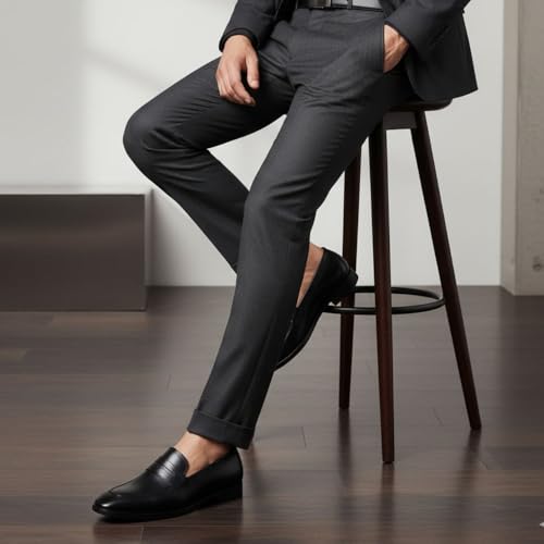 Image of HAYES LONDON Penny Loafers for Men | Genuine Leather Slip-on Shoes | Formal & Casual Comfort Footwear