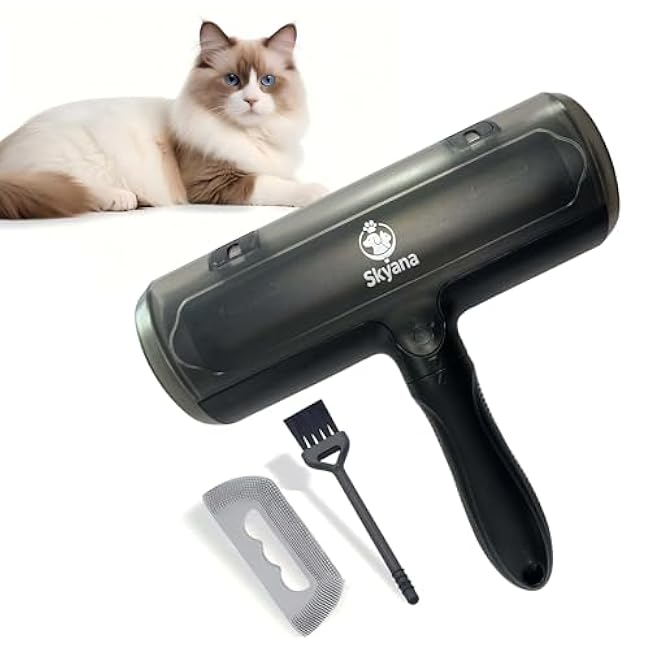 Skyana Pet Hair Roller Brush, Reusable Fur Removal Tool,Self-Cleaning Lint Roller for Dogs and Cats.Hair Removal for Fourniture,Couch,Carpet,Clothing,and Bedding (Black)-abRzsub7