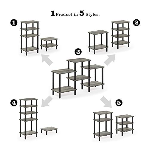 Image of Furinno Turn-N-Tube DIY Multipurpose Combination Rack, French Oak Grey /Black